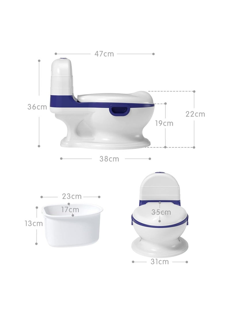 Beauenty Kid Size Potty,Realistic Potty Training Toilet Looks and Feels Like an Adult Toilet - Potty Training Seat for Toddlers & Kids – Easy to Empty and Clean, White/Gray, with 100pcs Bag (A)