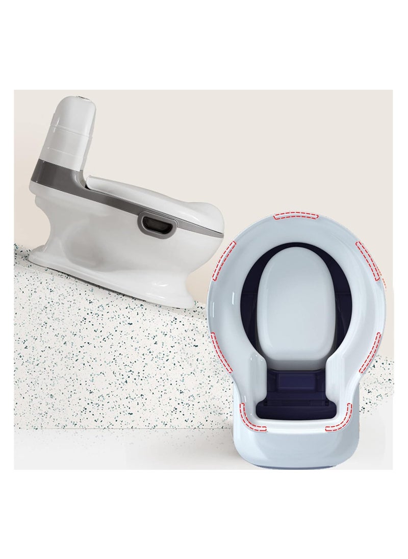 Beauenty Kid Size Potty,Realistic Potty Training Toilet Looks and Feels Like an Adult Toilet - Potty Training Seat for Toddlers & Kids – Easy to Empty and Clean, White/Gray, with 100pcs Bag (A)