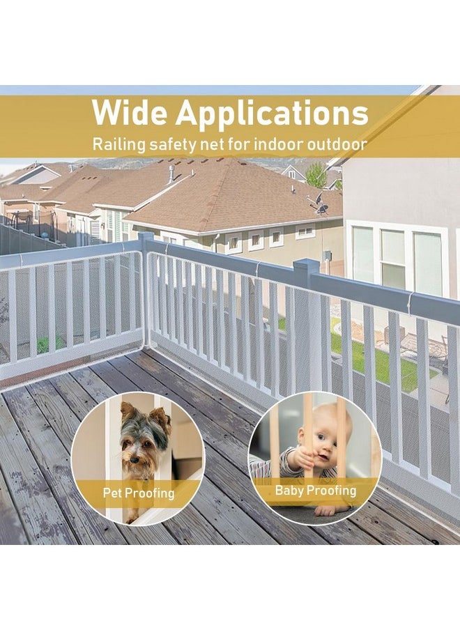 2 Pack Indoor Outdoor Baby Safety Stair Railing Net Baby Proofing Stair Balcony Banister Rail Guard Child Safety Stair Protection Safe Rail 10ft L x 2.6ft H, White