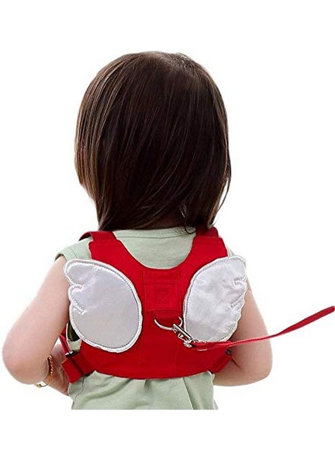 SNOWIE SOFT ® Baby Safety Walking Harness; Child Toddler Anti-Lost Belt Rein with Leash, Adjustable Angel Wings Strap, Prevent Road Accidents, for 1-8 Years Boys and Girls, Red