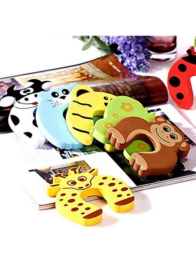 SYGA 10 Pcs Children Safety Door Pinch Guard,Door Slam Stopper Soft Foam Door Stopper,Prevents Finger Pinch Injuries and Child or Pet from Getting Locked in Room, Colorful Cartoon Animal Cushion - Random Bundled Finger Hand Safety, Curve Shaped Door Stop Guard