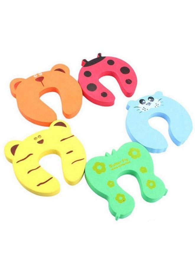 SYGA 10 Pcs Children Safety Door Pinch Guard,Door Slam Stopper Soft Foam Door Stopper,Prevents Finger Pinch Injuries and Child or Pet from Getting Locked in Room, Colorful Cartoon Animal Cushion - Random Bundled Finger Hand Safety, Curve Shaped Door Stop Guard