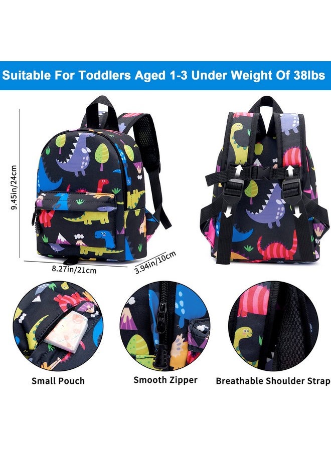 Accmor Toddler Harness Backpack Leash, Baby Dinosaur Backpacks with Anti Lost Wrist Link, Cute Mini Child Backpack Wristband Tether Strap and Protection Leashes for Baby Boys (Black)