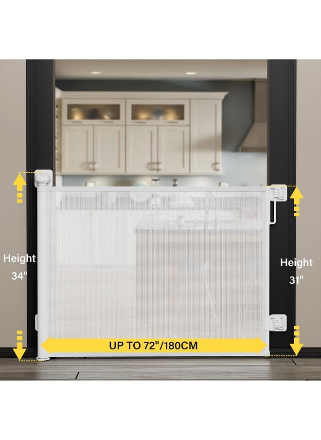 Babepai Baby Gate for Stairs No Drill, Punch Free Retractable Baby Gates Extends to 72