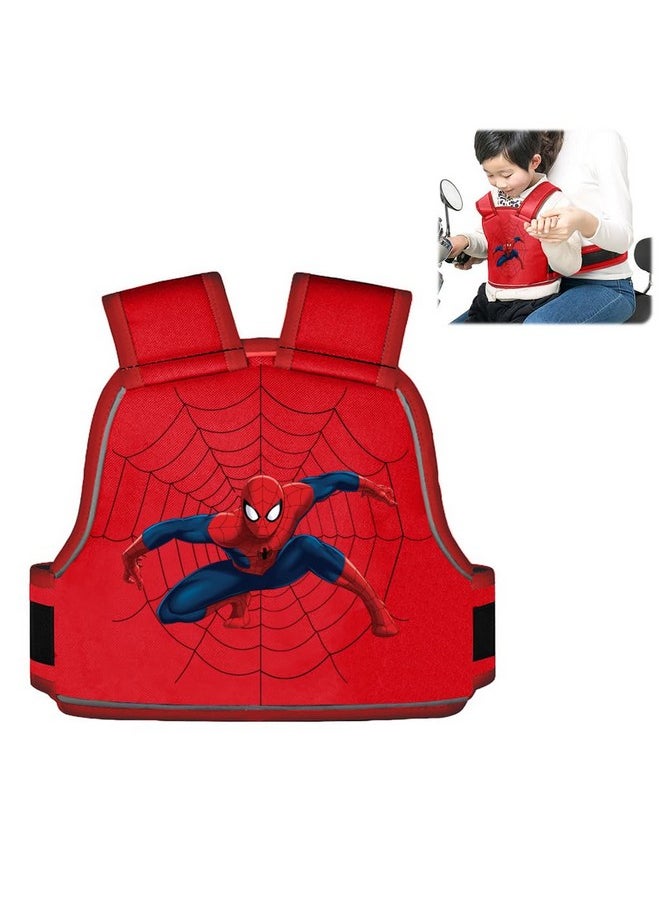 SNOWIE SOFT® Spider Man Kids Safety Belt for Two Wheeler with Reflective Strips, Portable Car Seat Safety Belt for Kids Bike Scooty, Kids Belt for Bike Ride Harness, Adjustable Safety Harness for Boys