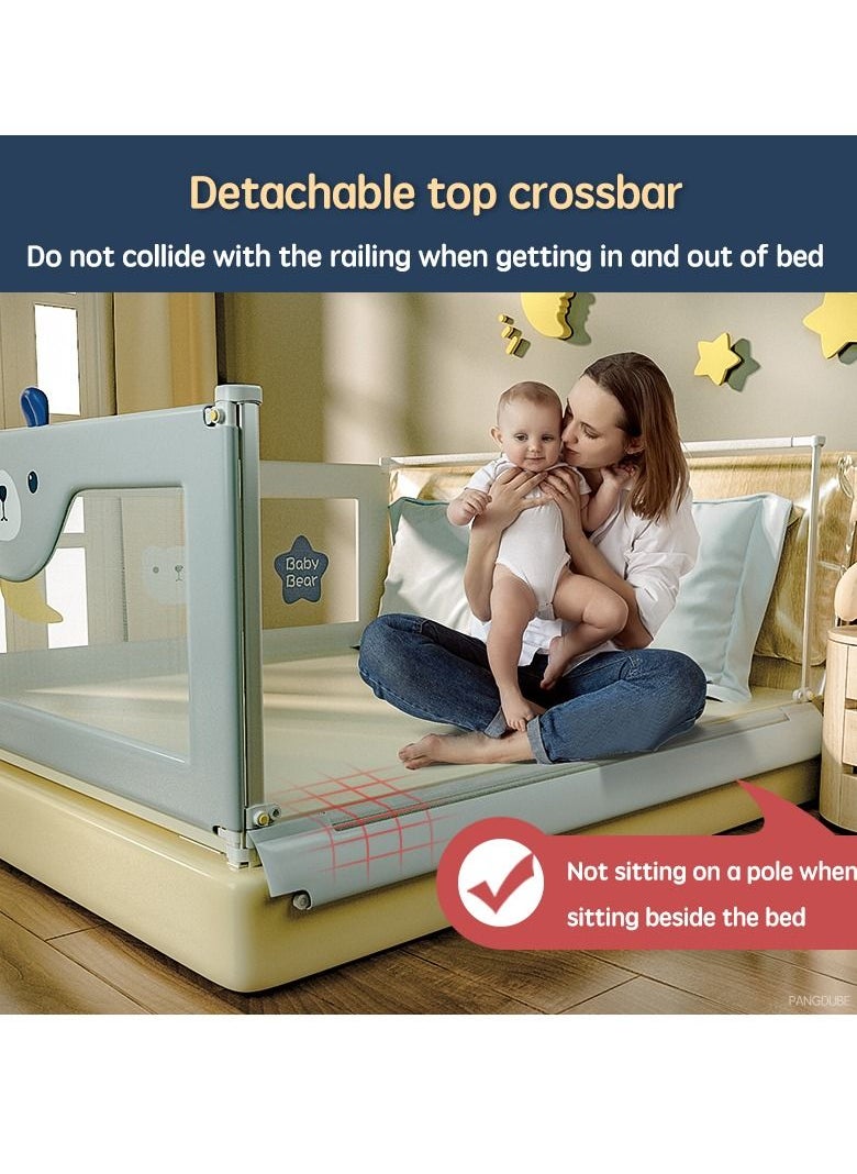 1-Piece Toddler Bed Rail Guard Anti-Fall Height Adjustable and Folding Baby Bed Rail Guard Breathable Mesh with Double Safety Child Lock 1 Side 180CM