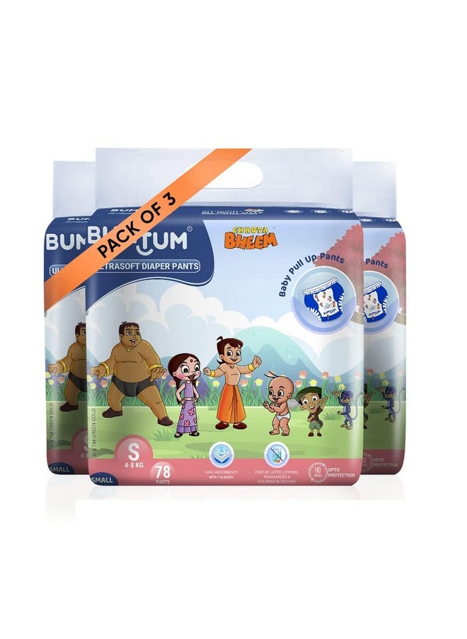 Chota Bheem Small/S Size Baby Diaper Pants, 74 Count, Leakage Protection Infused With Aloe Vera, Cottony Soft High Absorb Technology