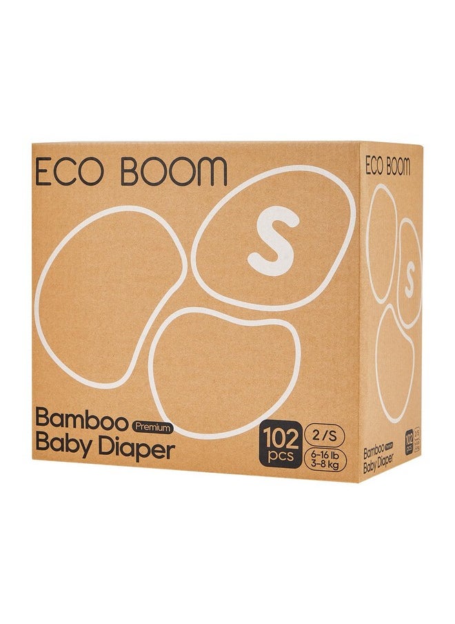 ECO BOOM Diapers, Viscose from Bamboo Diapers, Natural Soft Disposable Nappies for Infant, Size 2 Suitable for 6 to 16lb (Small - 102 Count)