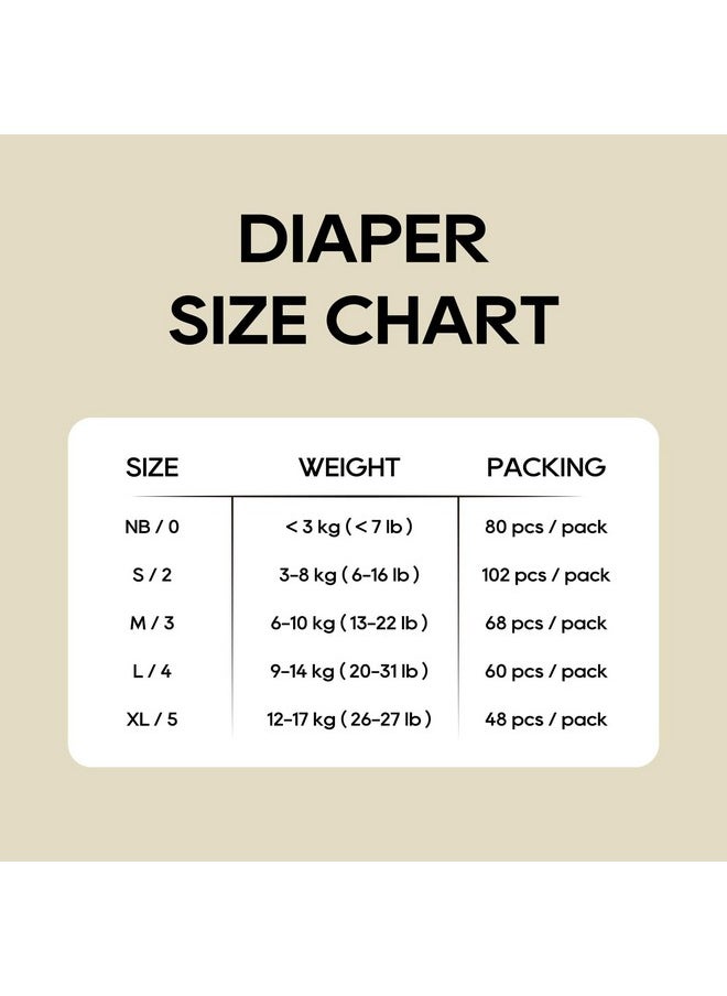 ECO BOOM Diapers, Viscose from Bamboo Diapers, Natural Soft Disposable Nappies for Infant, Size 2 Suitable for 6 to 16lb (Small - 102 Count)