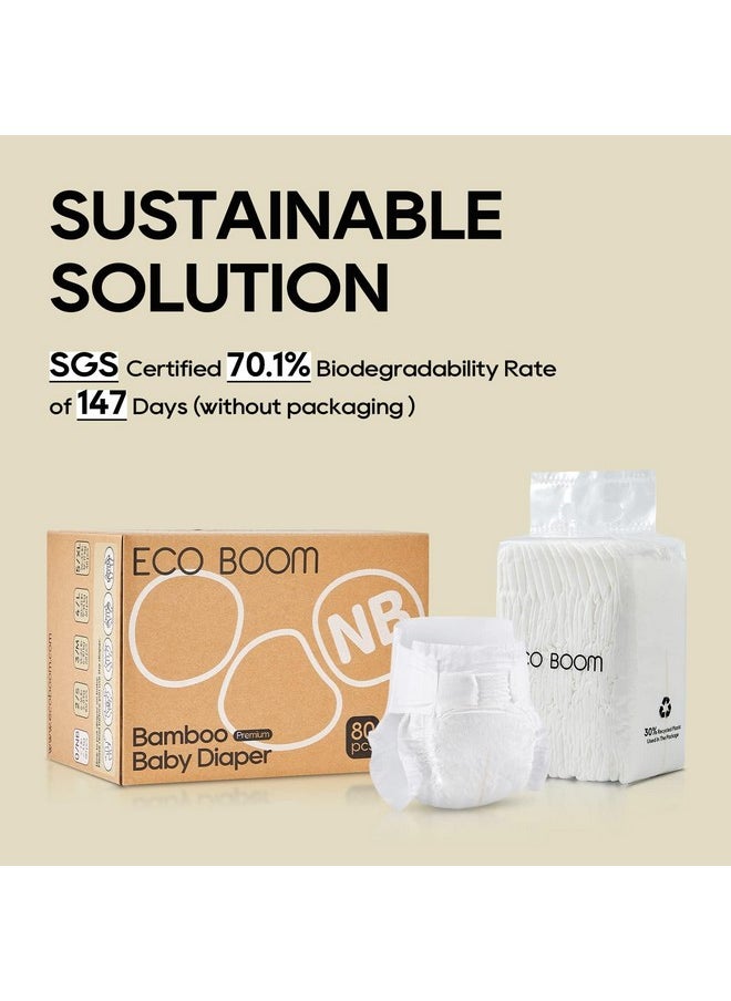 ECO BOOM Diapers, Viscose from Bamboo Diapers, Natural Soft Disposable Nappies for Infant, Size 2 Suitable for 6 to 16lb (Small - 102 Count)