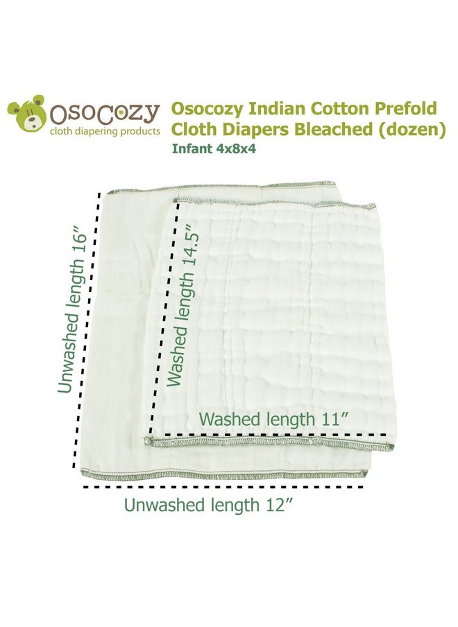 OsoCozy - Prefold Cloth Diapers (1 Dz) - Soft, Absorbent Durable Diaper Service Quality Prefolds. 100% Cotton - 12