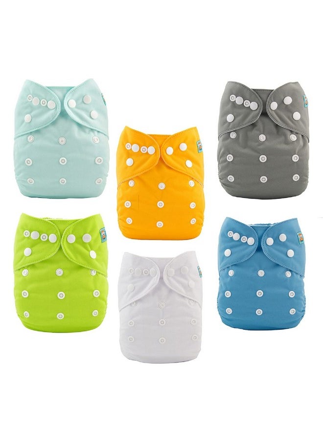 ALVABABY Baby Cloth Diapers 6 Pack with 12 Inserts One Size Adjustable Washable Reusable for Baby Girls and Boys 6BM98