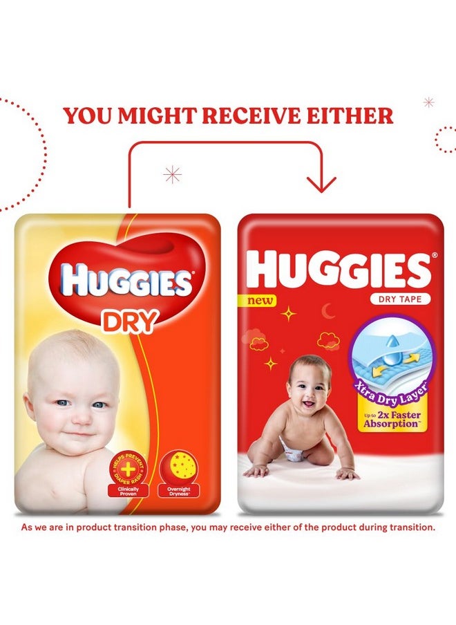 Huggies Dry Tape | Adjustable Tape Style Unisex Diapers L Size, 104 Count | Up To 2X Faster Absorption, Up To 12 Hours Overnight Absorption, Ideal For 8 To 14 Kgs