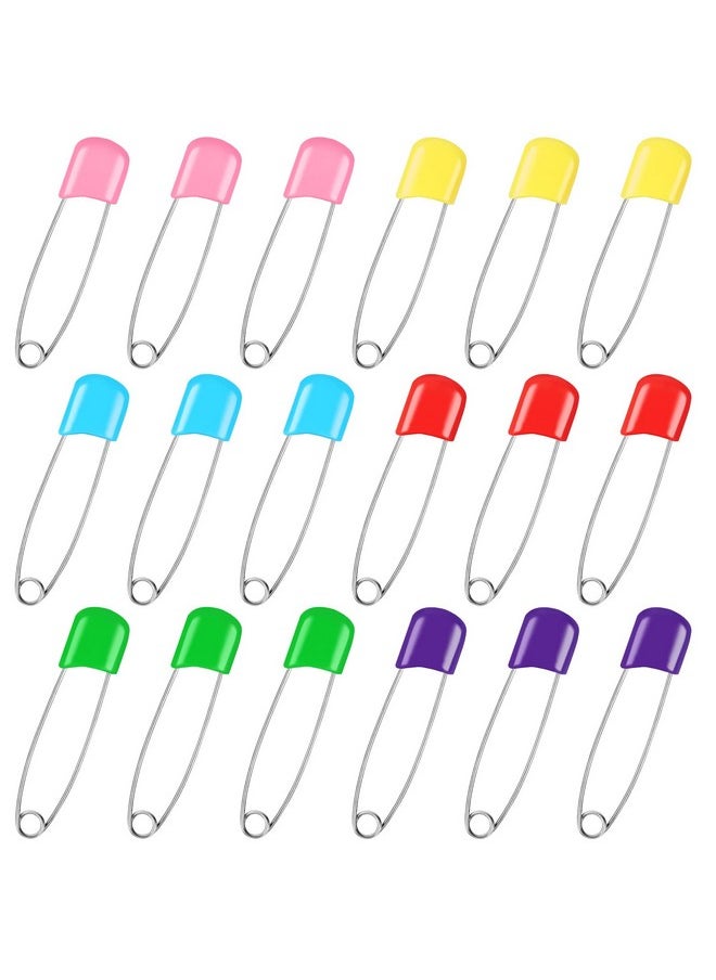 100 Pcs Diaper Pins, 2.2in Diaper Pins for Cloth Diapers Heavy Duty, Stainless Steel Baby Safety Pins, Plastic Head Baby Pins with Safe Locking Closures (6 Colors)