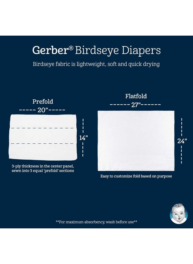 Gerber Unisex Baby Boys Girls Birdseye Flatfold Cloth Diapers Multipack White 20 Pack