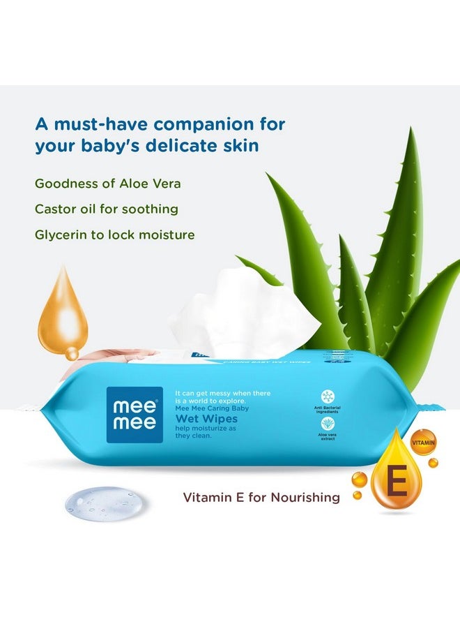 Mee Mee Soft Gentle Baby Wet Wipes (24 Wipes) Pack of 10 | Infused with Aloe Vera and Vitamin E | Paraben & Sulfate Free | Multipurpose Cleansing Wipes | Wipes Combo for Babies