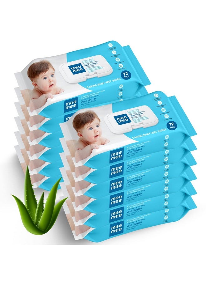 Mee Mee Soft Gentle Baby Wet Wipes (72 Wipes) Pack of 12 | Infused with Aloe Vera and Vitamin E | Paraben & Sulfate Free | Cleansing Wipes | Wipes Combo for Babies