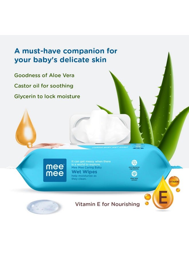 Mee Mee Soft Gentle Baby Wet Wipes (72 Wipes) Pack of 12 | Infused with Aloe Vera and Vitamin E | Paraben & Sulfate Free | Cleansing Wipes | Wipes Combo for Babies