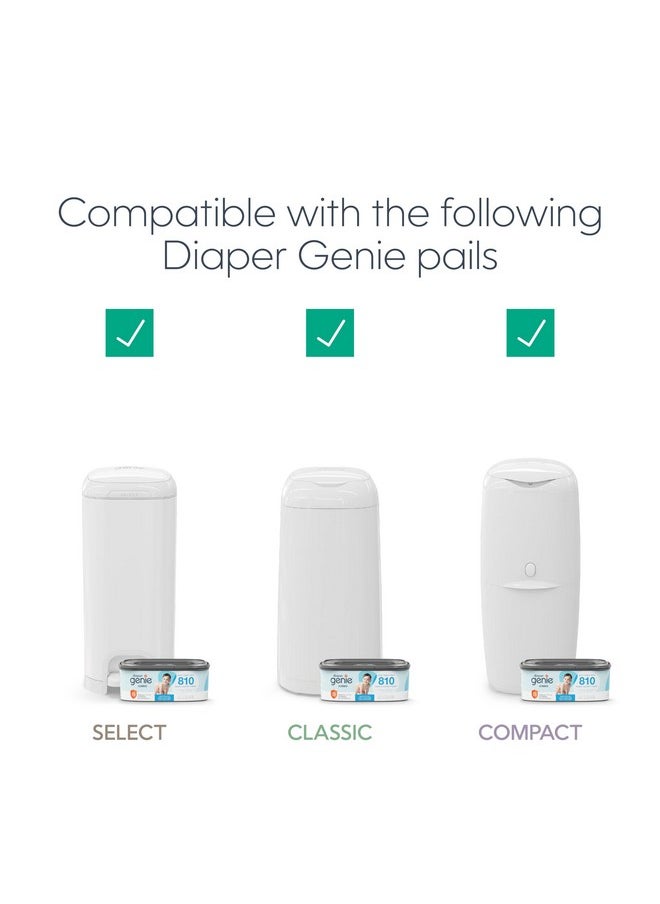 The Diaper Genie Jumbo+ Square Refill, with continuous film, can hold up to 1080 newborn-sized diapers per refill.