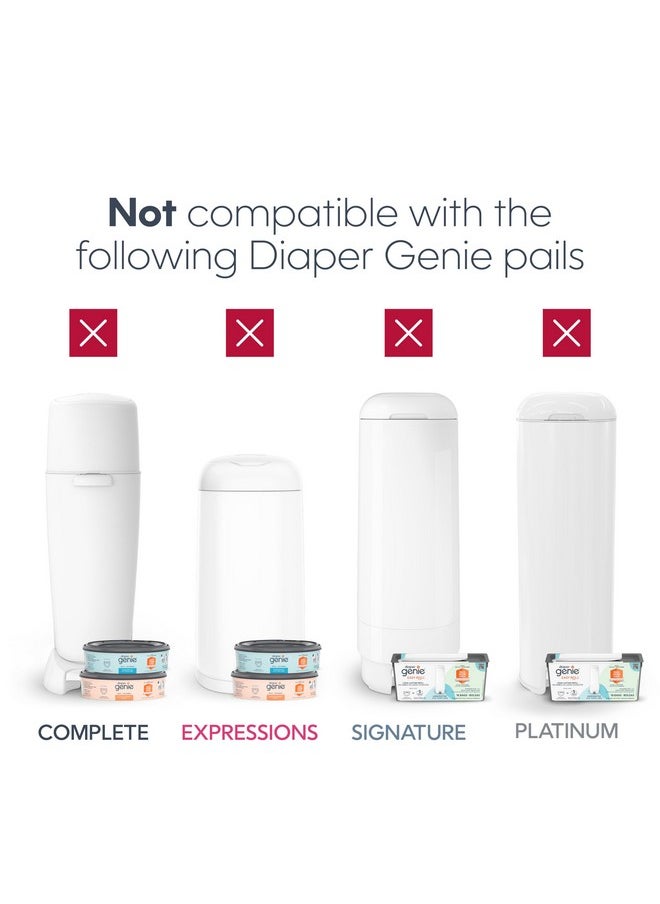 The Diaper Genie Jumbo+ Square Refill, with continuous film, can hold up to 1080 newborn-sized diapers per refill.