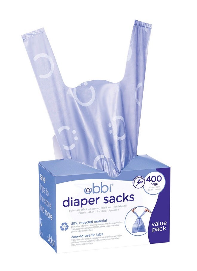 Ubbi Disposable Nappy Sacks, Lavender Scented, Easy-To-Tie Tabs, Baby Diaper Disposal or Pet Waste Bags, Value Pack, 400 Count