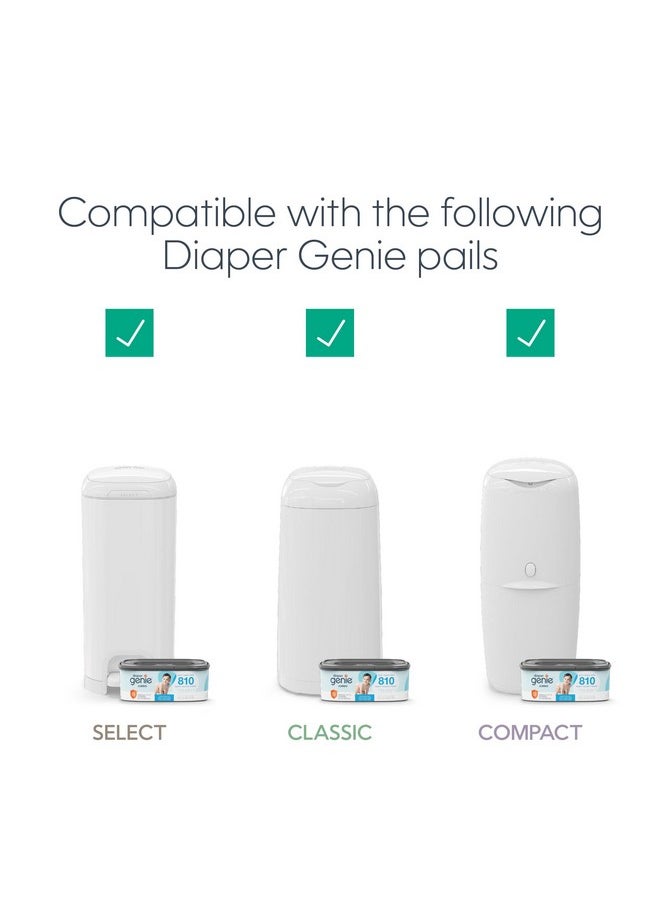 The Diaper Genie Jumbo Square Refill, with Continuous Film, can Hold up to 810 Newborn-Sized Diapers per Refill.