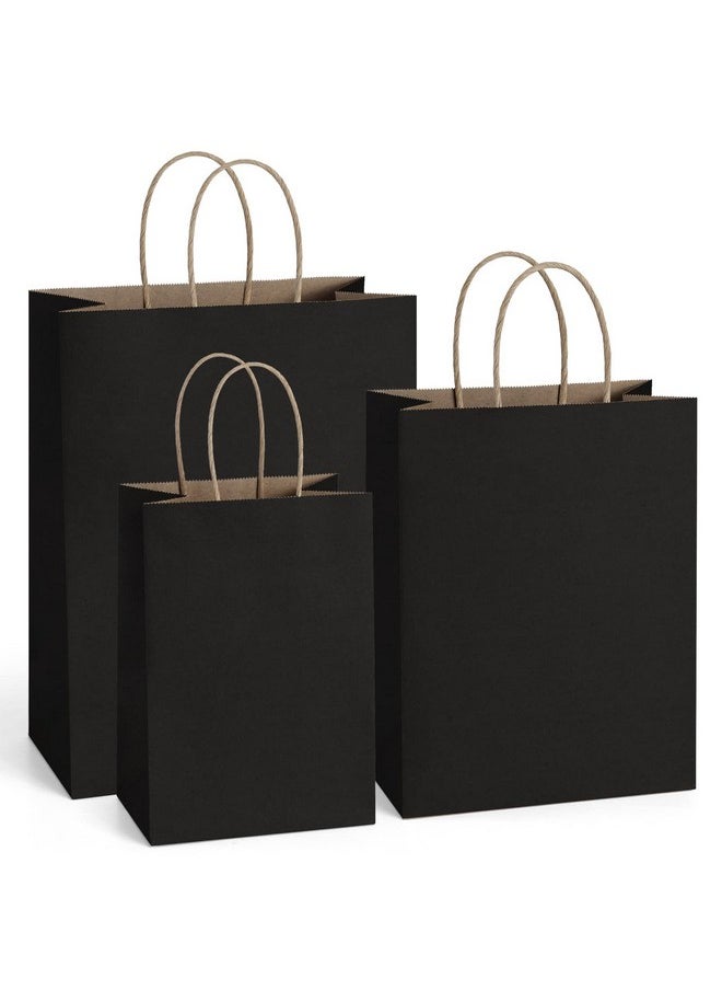 BagDream Kraft Paper Bags 5x3x8& 8x4.25x10& 10x5x13 25 Pcs Each Gift Bags with Handles, Craft Bags, Merchandise Bags, 100% Recycled Paper Sacks Black