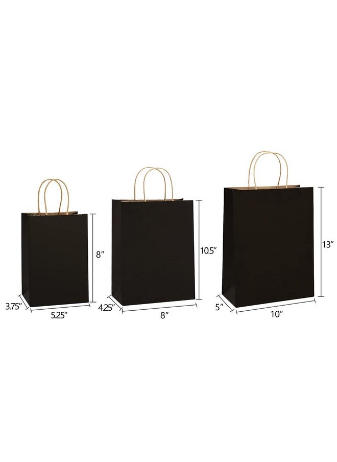 BagDream Kraft Paper Bags 5x3x8& 8x4.25x10& 10x5x13 25 Pcs Each Gift Bags with Handles, Craft Bags, Merchandise Bags, 100% Recycled Paper Sacks Black