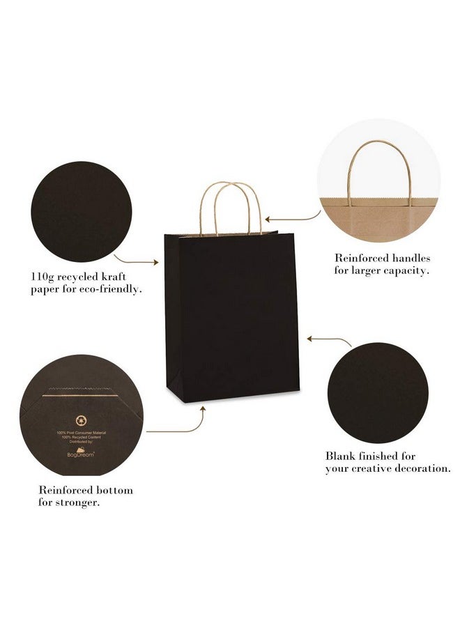 BagDream Kraft Paper Bags 5x3x8& 8x4.25x10& 10x5x13 25 Pcs Each Gift Bags with Handles, Craft Bags, Merchandise Bags, 100% Recycled Paper Sacks Black