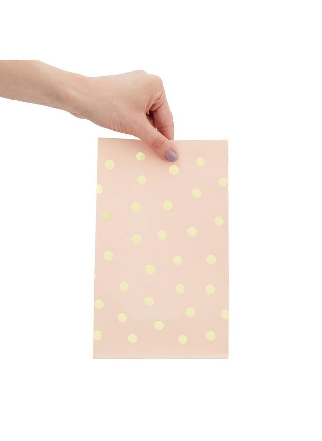 BLUE PANDA 24 Pack Gold Foil and Pink Paper Bags for Kids Birthday, Girls Baby Shower, Wedding Themed Party Favors (5.5 x 8.6 x 3 In)