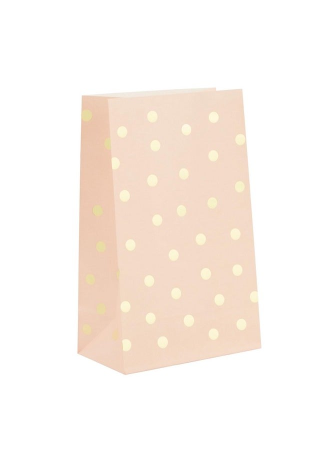 BLUE PANDA 24 Pack Gold Foil and Pink Paper Bags for Kids Birthday, Girls Baby Shower, Wedding Themed Party Favors (5.5 x 8.6 x 3 In)