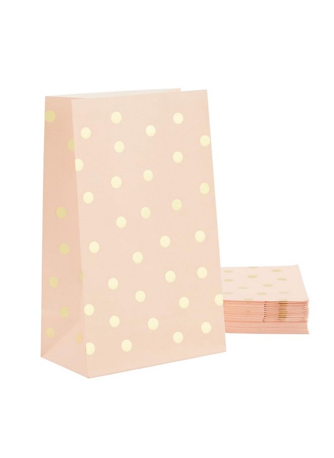 BLUE PANDA 24 Pack Gold Foil and Pink Paper Bags for Kids Birthday, Girls Baby Shower, Wedding Themed Party Favors (5.5 x 8.6 x 3 In)