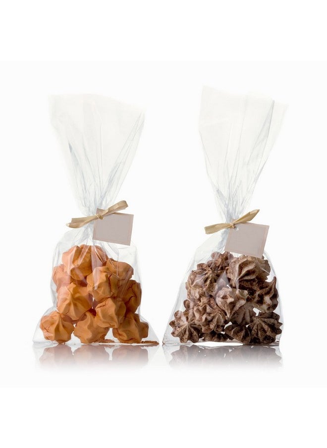 Morepack Cellophane Treat Bags,4x9 Inches Clear Cellophane Bags 200 Pcs OPP Plastic Treat Bags with 200 Twist Ties for Gift Wrapping,Packaging Candies,Bakery, Cookies, Chocolate,Party Favors