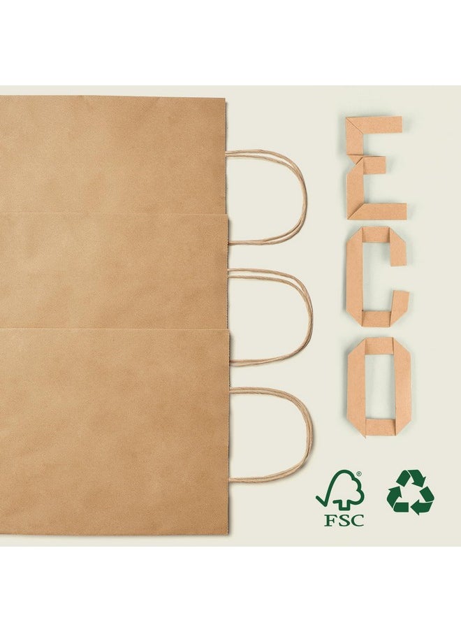 MESHA Gift Bags 10X5X13'' 100Pcs, Large Brown Paper Bags with Handles Bulk,Reusable Kraft Shopping Bags for Small Business,Merchandise,Retail,Birthday,Kids Party,Favors