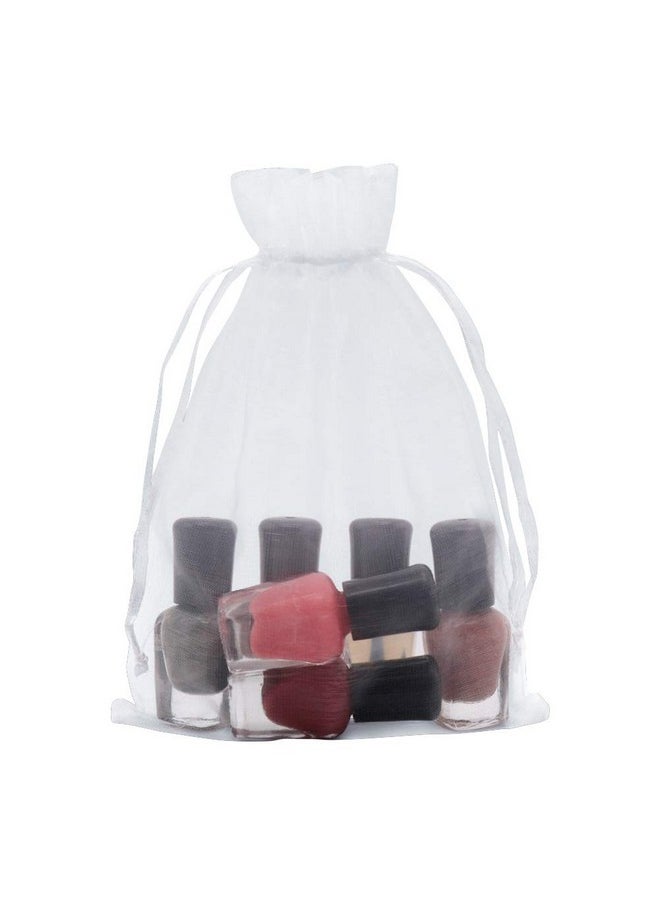 HRX Package White Organza Gift Bags 5x7 inch 100pcs, Mesh Jewelry Pouches Drawstring Bags Empty Sachet for Christmas Candy Present Wedding Giveaways