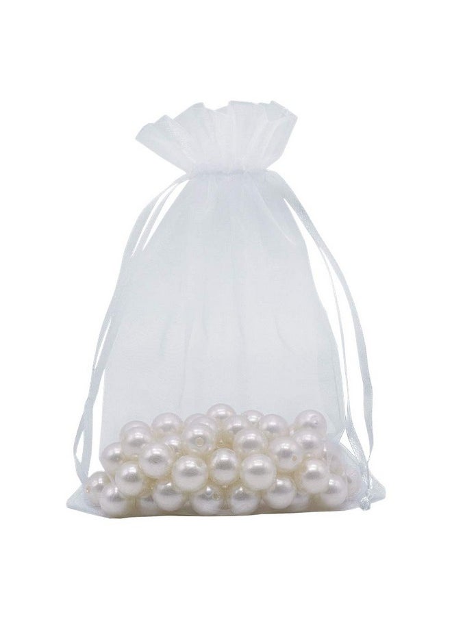HRX Package White Organza Gift Bags 5x7 inch 100pcs, Mesh Jewelry Pouches Drawstring Bags Empty Sachet for Christmas Candy Present Wedding Giveaways