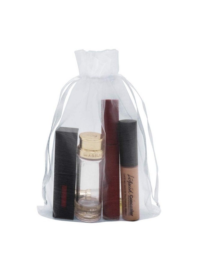 HRX Package White Organza Gift Bags 5x7 inch 100pcs, Mesh Jewelry Pouches Drawstring Bags Empty Sachet for Christmas Candy Present Wedding Giveaways