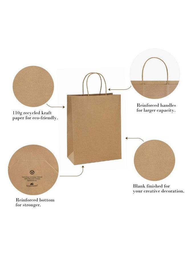 BagDream 10x5x13 Kraft Shopping Bags 100Pcs Brown Paper Bags Paper Gift Bags, Merchandise Bags, Retail Bags, Party Bags, 100% Recycled Paper Bags with Handles Bulk