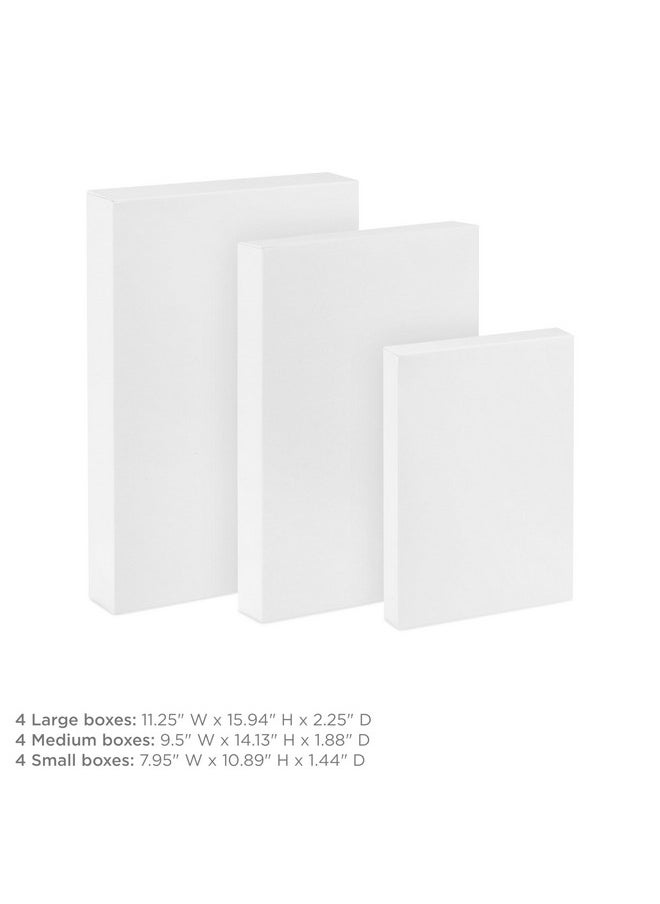 Hallmark White Gift Boxes, Assorted Sizes (12 Boxes with Lids: 4 Small 11