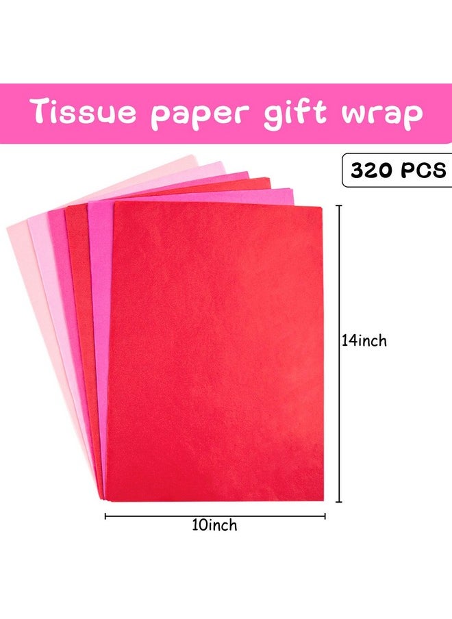 Koogel 320 Sheets Red Tissue Paper, Pink Tissue Paper Colored Tissue Paper Bulk 14x10 Inch for Gift Bags Crafts Wrapping DIY Project