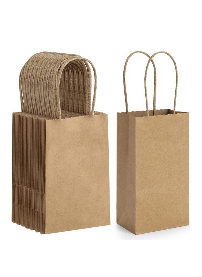 BagDream 50 Pack 3.5x2.4x6.7 Inches Small Kraft Paper Gift Bags with Handles Bulk Mini Party Favor Bags Candy Bags 100% Recyclable Brown Paper Bag