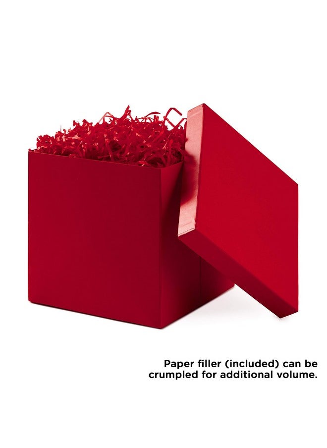 Hallmark Medium Gift Box with Lid and Shredded Paper Fill (Red 7 inch Box) for Birthdays, Graduations, Anniversaries, Christmas, Valentine's Day, All Occasion