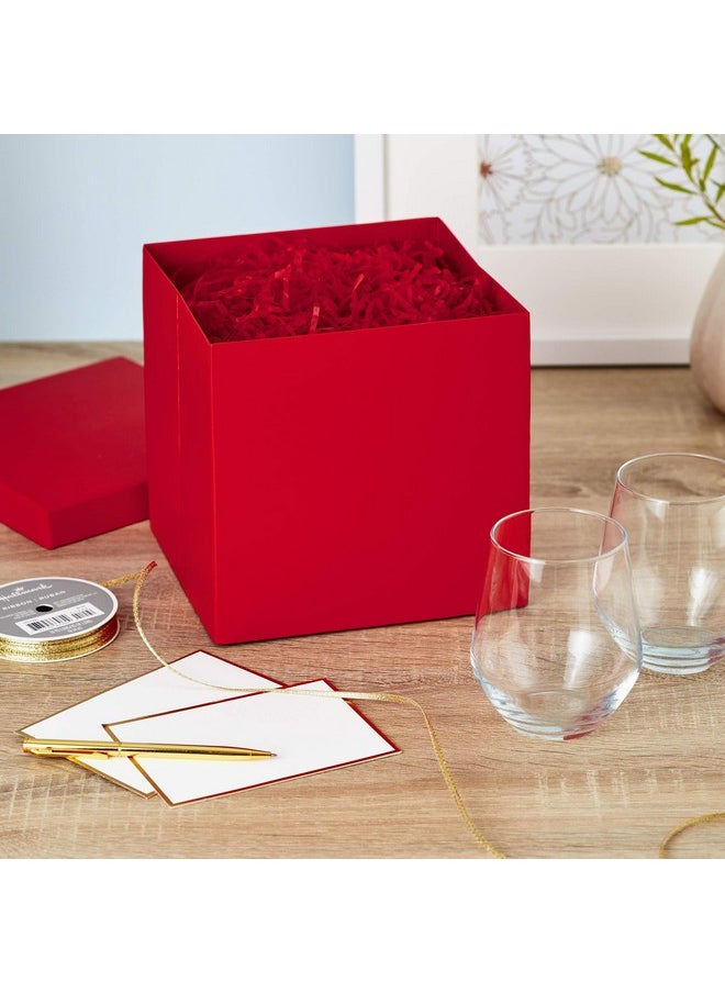 Hallmark Medium Gift Box with Lid and Shredded Paper Fill (Red 7 inch Box) for Birthdays, Graduations, Anniversaries, Christmas, Valentine's Day, All Occasion