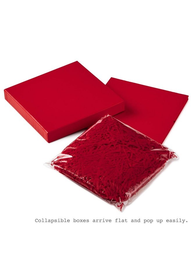 Hallmark Medium Gift Box with Lid and Shredded Paper Fill (Red 7 inch Box) for Birthdays, Graduations, Anniversaries, Christmas, Valentine's Day, All Occasion