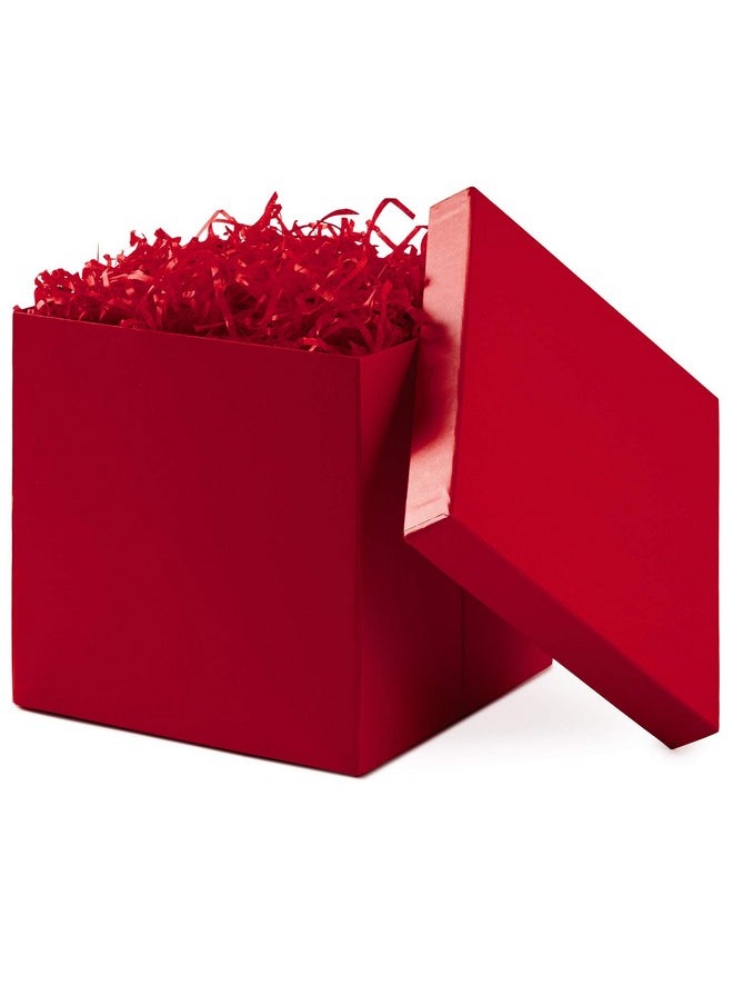 Hallmark Medium Gift Box with Lid and Shredded Paper Fill (Red 7 inch Box) for Birthdays, Graduations, Anniversaries, Christmas, Valentine's Day, All Occasion