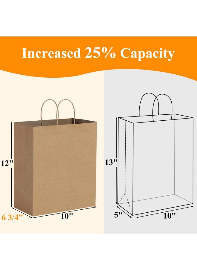 BagDream 10x6.75x12 Paper Bags 100Pcs Brown Paper Bags with Handles, Kraft Shopping Bags, Merchandise Retail Bags, To Go Bags for Takeout Containers, Wider-gusset Recycled Paper Gift Bags Bulk