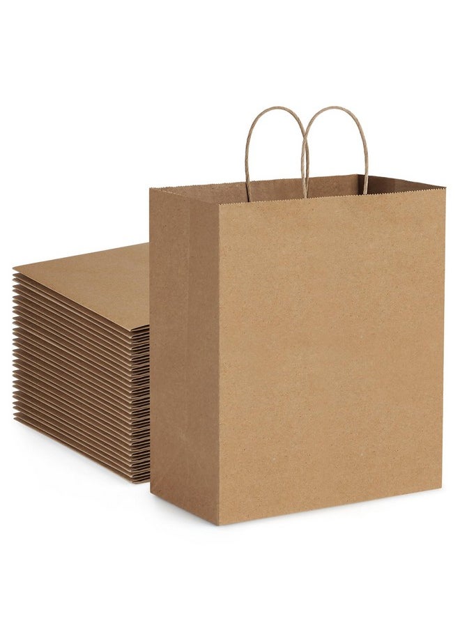 BagDream 10x6.75x12 Paper Bags 100Pcs Brown Paper Bags with Handles, Kraft Shopping Bags, Merchandise Retail Bags, To Go Bags for Takeout Containers, Wider-gusset Recycled Paper Gift Bags Bulk