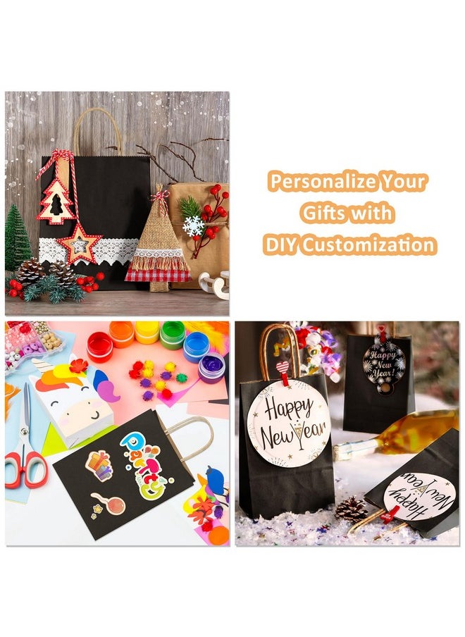 BagDream Small Paper Gift Bags 5.25x3x8 Inch 50PCS Kraft Black Gift Bags with Handles Bulk Party Favor Bags Retail Grocery Paper Sacks