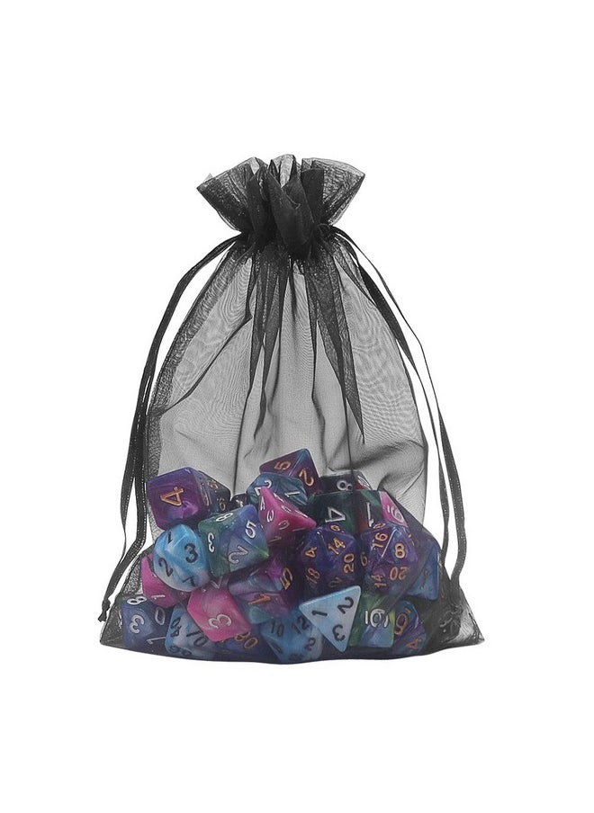 HRX Package Black Organza Bags 5x7 inch 100pcs, Mesh Candy Bags Jewelry Pouches Drawstring Empty Sachet for Present Wedding Giveaways