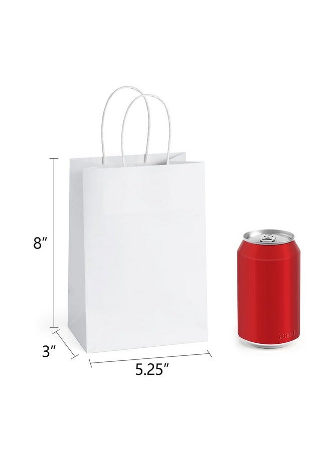 BagDream Small Paper Gift Bags 50Pcs 5.25x3x8 Inches Kraft Paper Bags Party Favor Bags Shopping Bags Kraft Bags White Paper Gift Bags with Handles Bulk